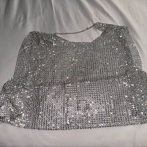 She's a Gem Silver Rhinestone Tank